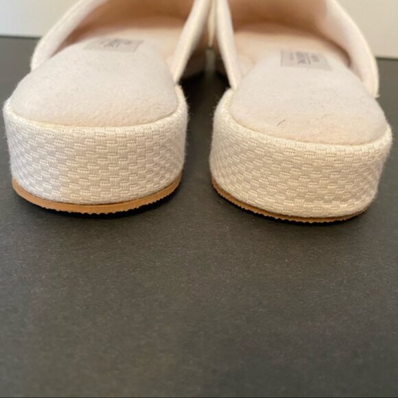 AMY JO GLADSTONE NEW SHOES SLIPPERS MULES WHITE TEXTURED FABRIC BOW - Picture 10 of 11